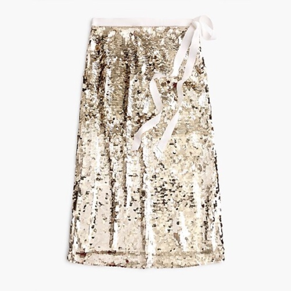 J. Crew Sequin Midi Skirt with Tie